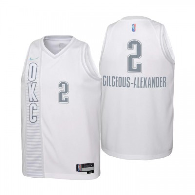 Oklahoma City Thunder #2 Shai Gilgeous-Alexander Youth Nike White 202122 Swingman Jersey - City Edition